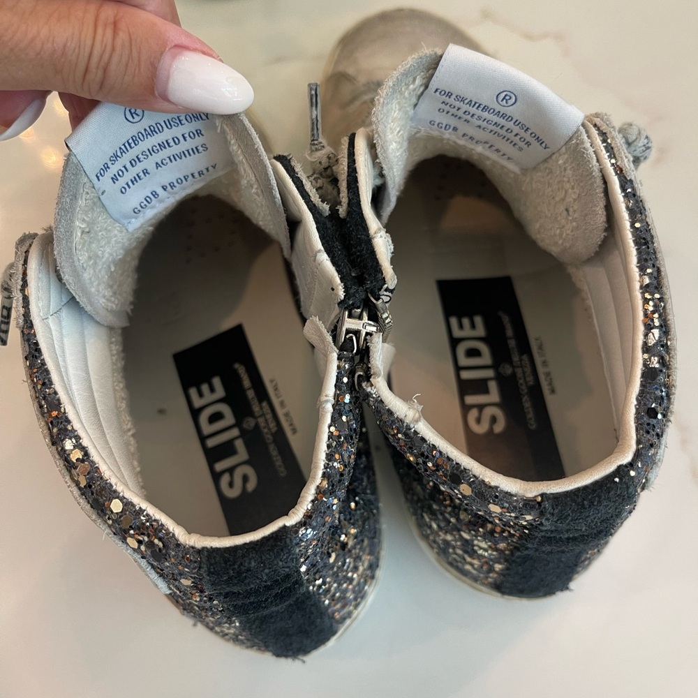 Golden Goose Slides size 37 great condition Glitter orange star grey suede - Picture 6 of 16